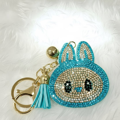 Blue Sparkling Bubu Rhinestone Bunny Keychain