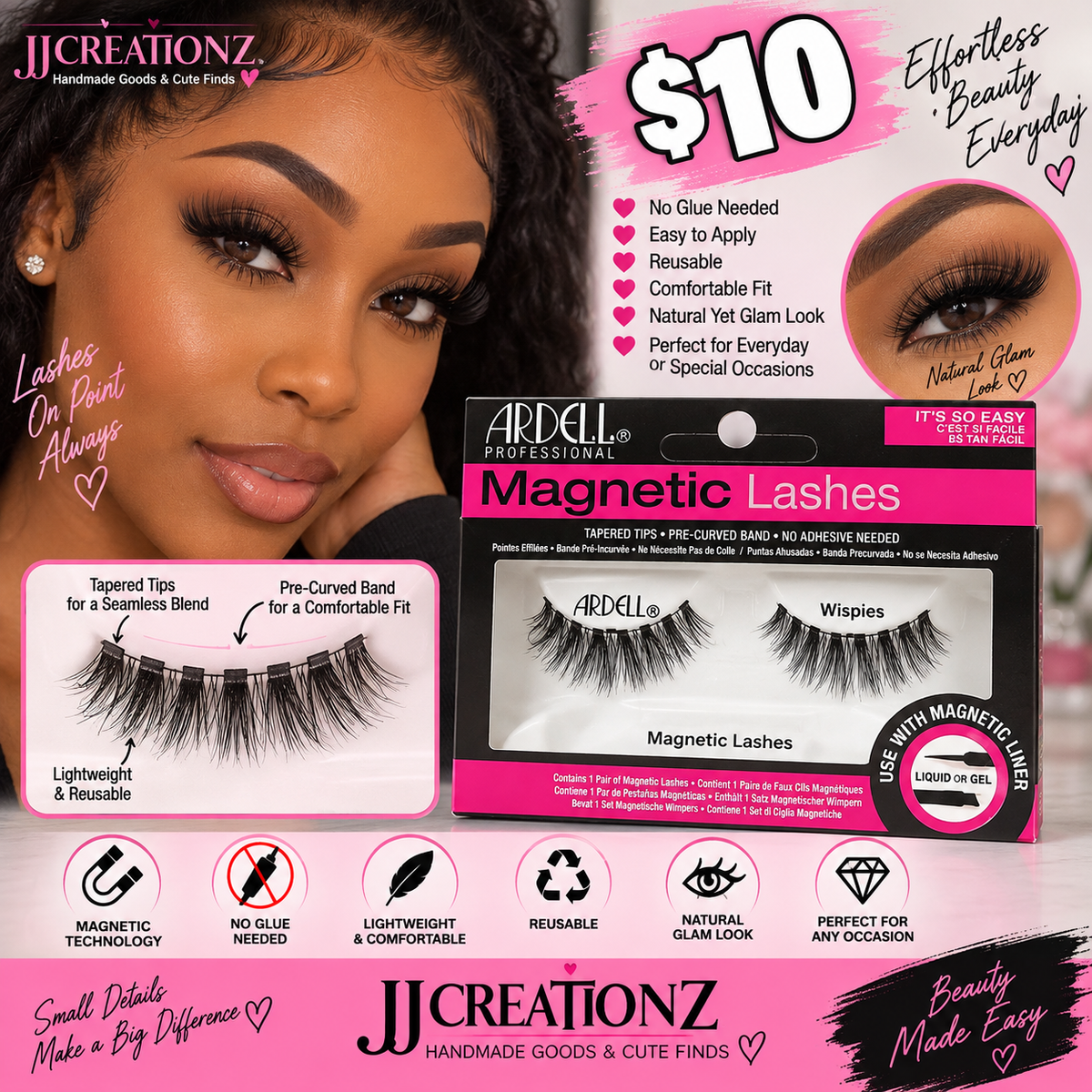 Ardell Professional Wispies Magnetic Lashes – Reusable Natural Glam Lashes