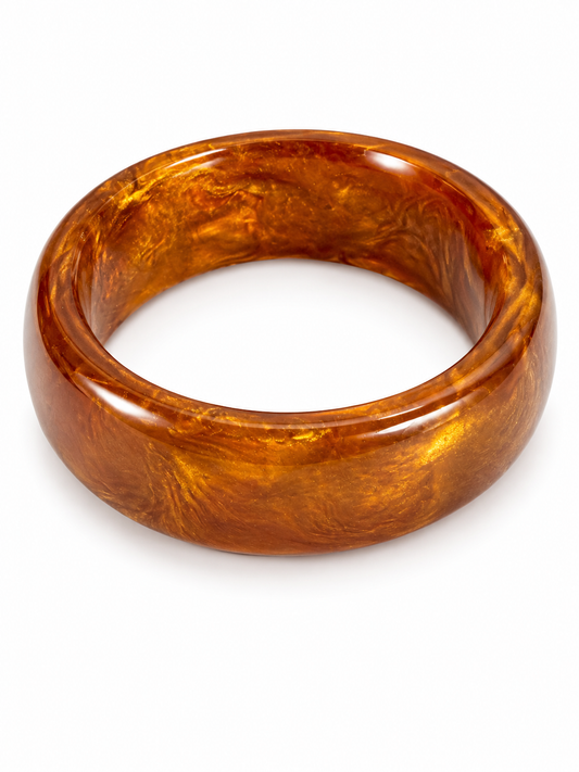 Amber Glow Resin Bangle Bracelet – Vintage Luxe Statement Cuff