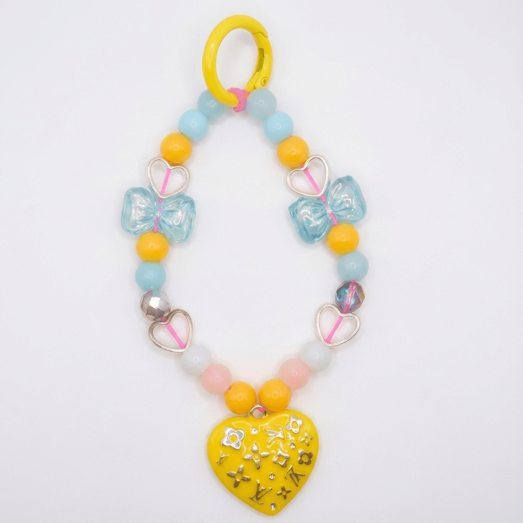 💛 Yellow Heart Butterfly Phone Charm-“LV inspired