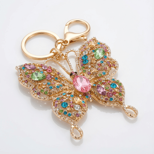 🦋 Sparkly Crystal Butterfly Keychain – Colorful Rhinestone Bag Charm
