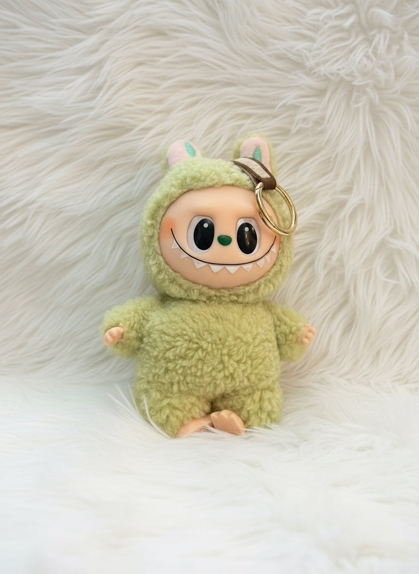 Green Labubu Monster Plush Keychain