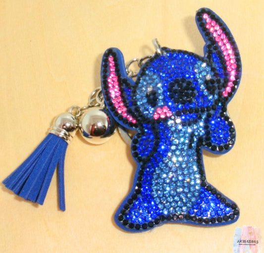 Blue Rhinestone Stitch Keychain