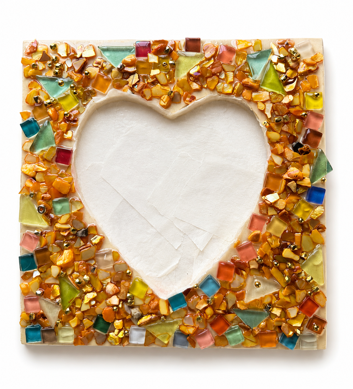 Heart Mosaic Photo Frame – Handmade Resin & Glass Art