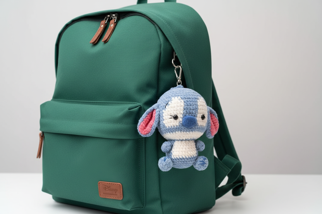 Crochet stitch Plush Keychain – Handmade Cute Bag Charm