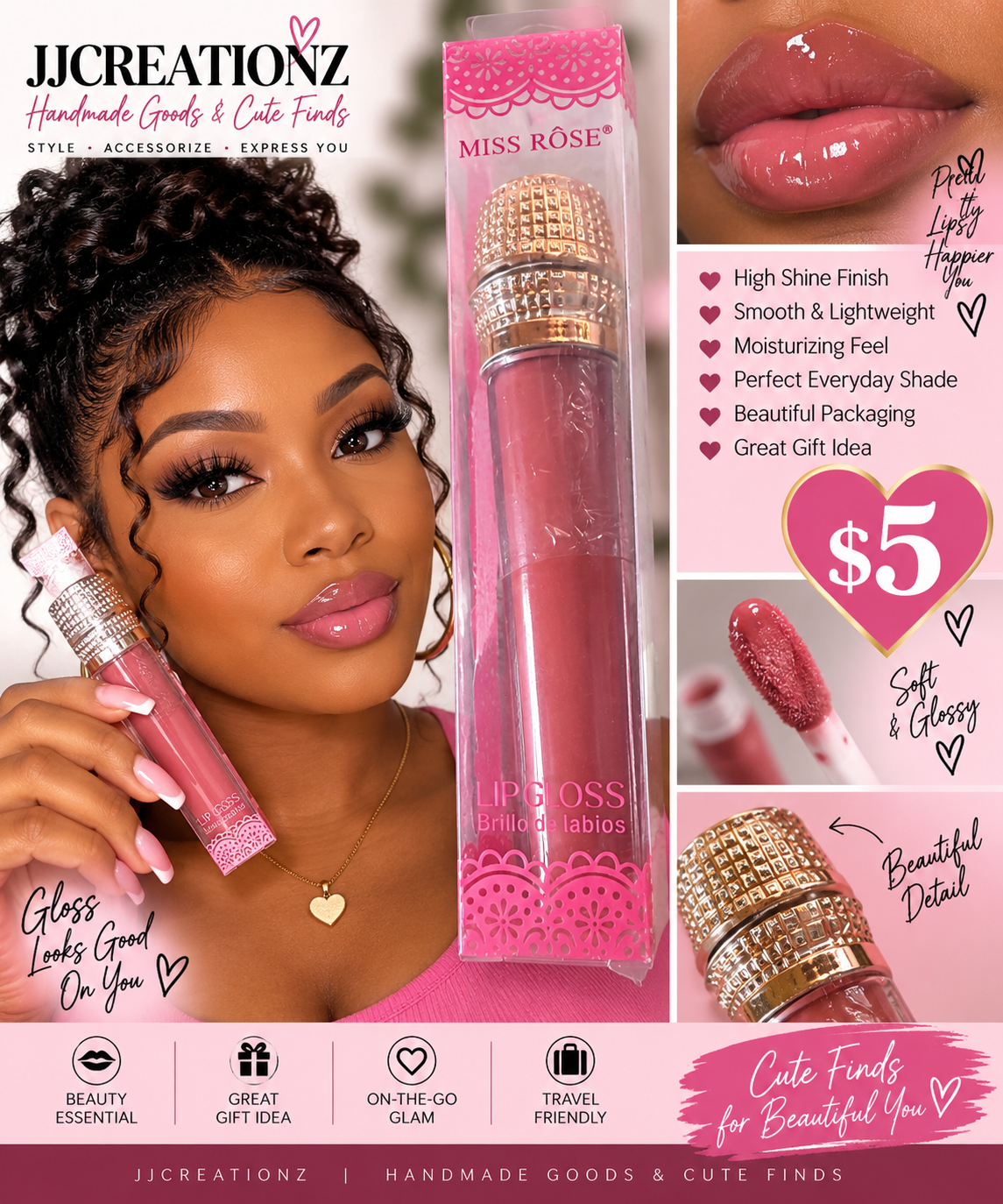 Miss Rôse High-Shine Pink Lip Gloss