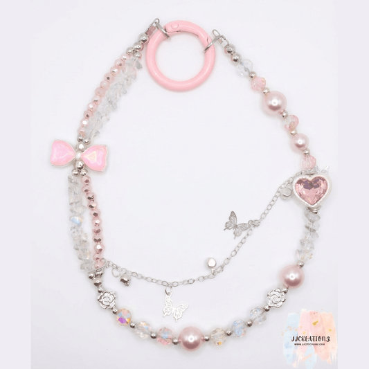 ✨ Pink Butterfly Dream Charm — Luxury Beaded Phone Charm by JJCREATIONZ ✨