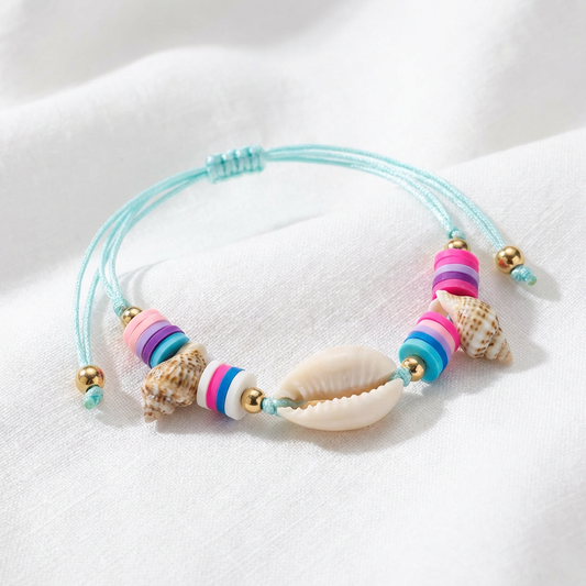 Turquoise Shell Adjustable Bracelet – Colorful Beach Style Bracelet