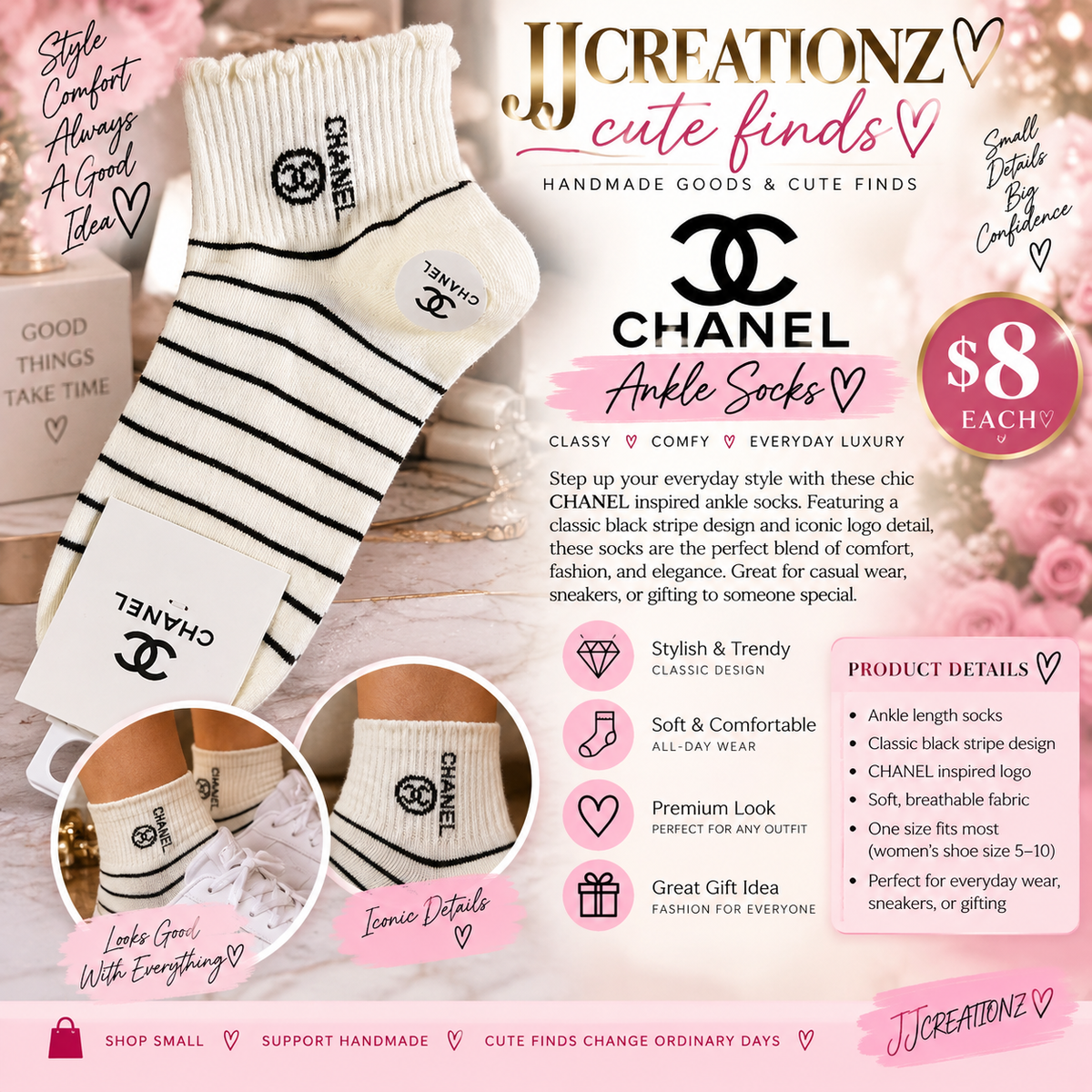 Black & White Designer-Inspired Ankle Socks
