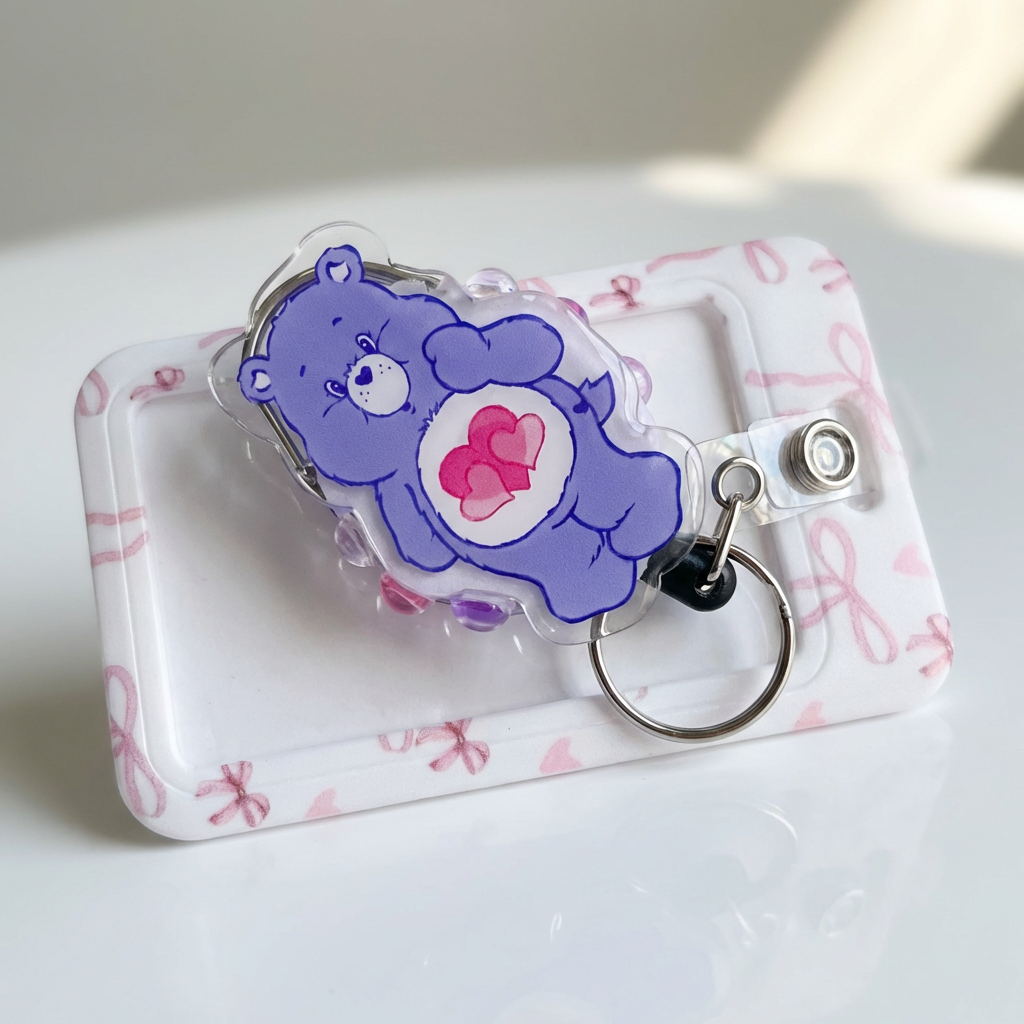 Purple Care Bear Badge Reel 💜💕 | Cute Nurse & Work ID Holder