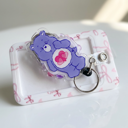 Purple Care Bear Badge Reel 💜💕 | Cute Nurse & Work ID Holder