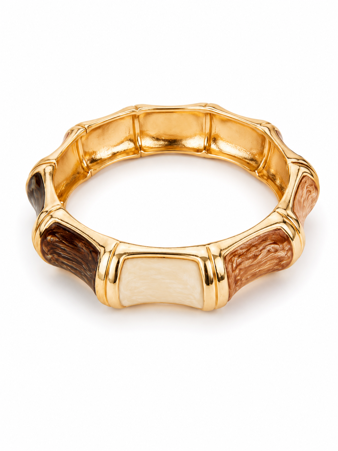 Golden Mosaic Hinged Bangle Bracelet