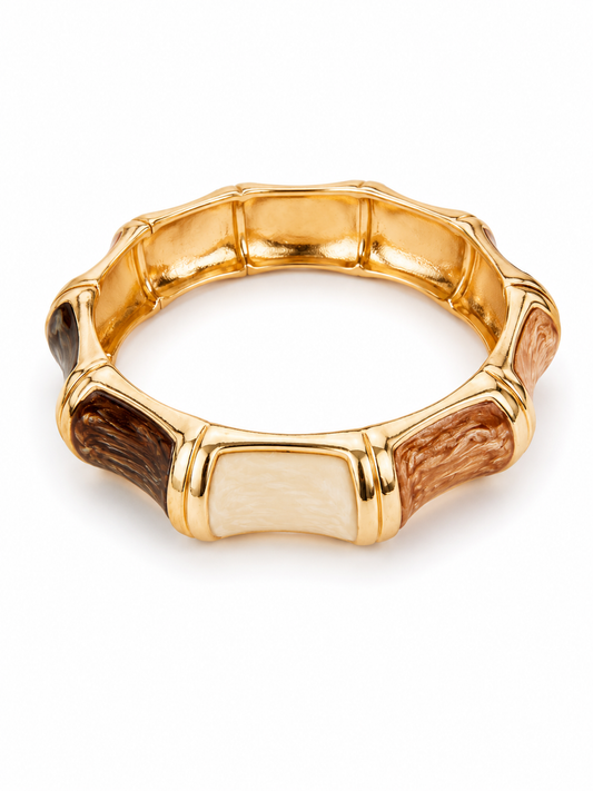 Golden Mosaic Hinged Bangle Bracelet