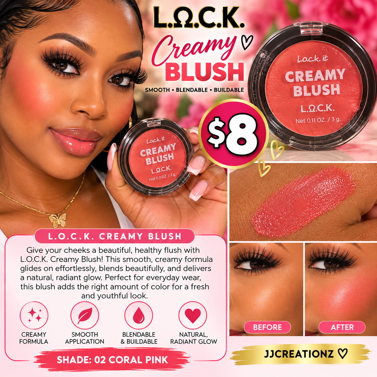 L.O.C.K. Creamy Blush – Shade 02 Coral Pink