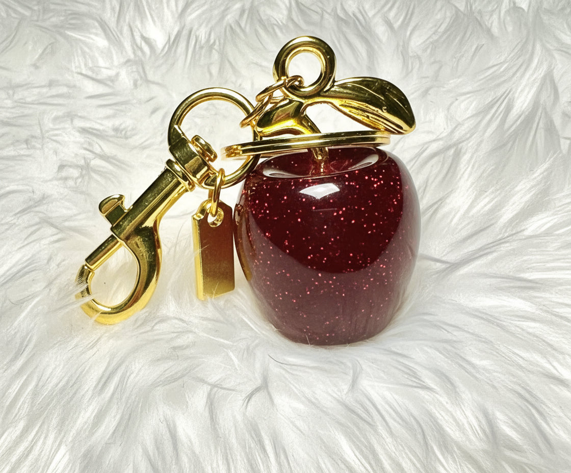 🍒 Elegant Apple Keychain/ Bag charm with Gold-Tone Detailing