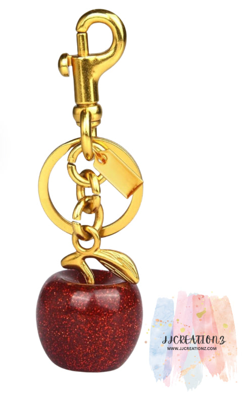 🍒 Elegant Apple Keychain/ Bag charm with Gold-Tone Detailing