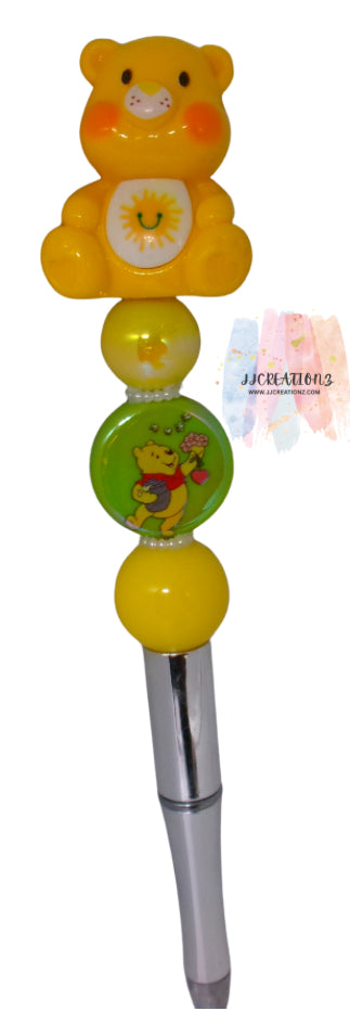 Sunshine Bear Beaded Pen – Cute Yellow Charm Writing Pen