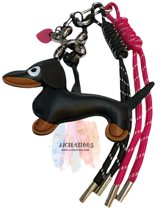 🐾 Cute Dachshund Dog Keychain with Rope Tassels