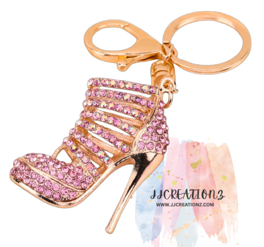 💎 Pink Rhinestone High Heel Keychain
