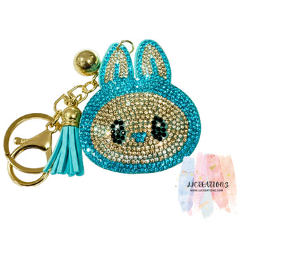 Blue Sparkling Bubu Rhinestone Bunny Keychain