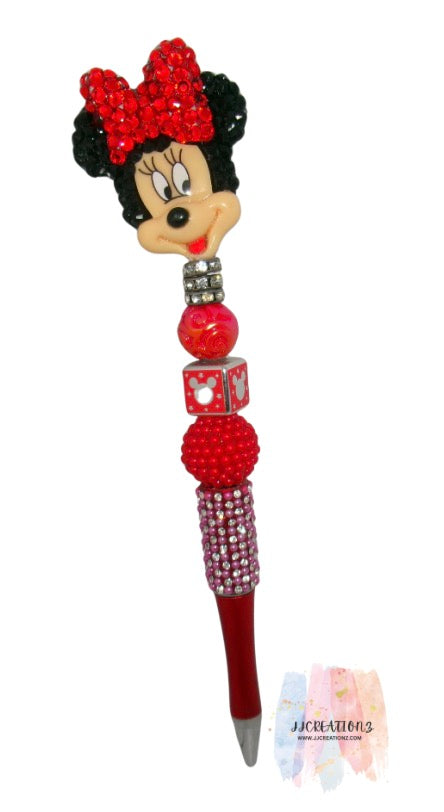 ❤️ Sparkly Red Character Beaded Pen – Handmade Bling Pen by JJCREATIONZ ❤️
