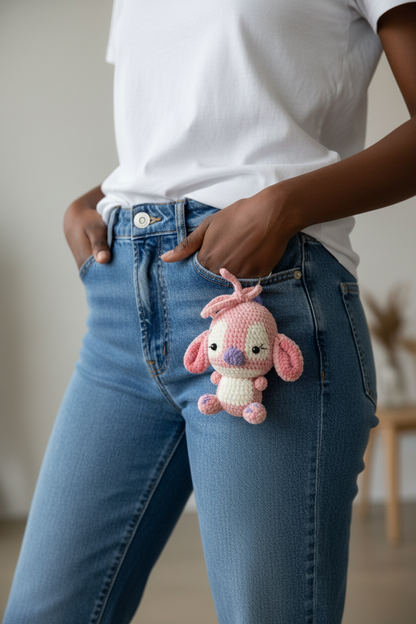 Crochet stitch Plush Keychain – Handmade Cute Bag Charm