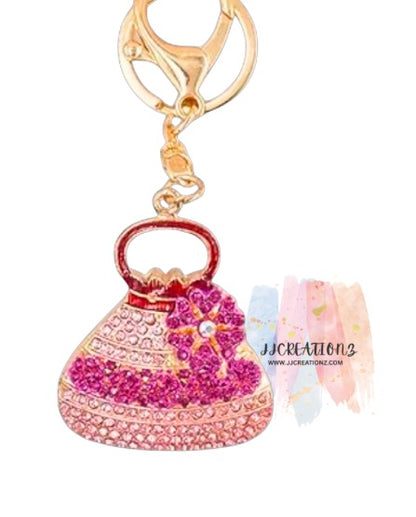 👜 Sparkly Pink Handbag Keychain – Rhinestone Purse Bag Charm