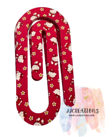 Red Hello Kitty-Inspired Oversized Paperclip Bookmark! ❤️✨