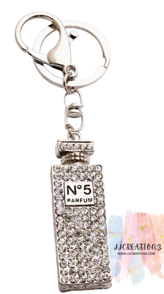 ✨ Sparkling Perfume Bottle Keychain – No. 5 Design