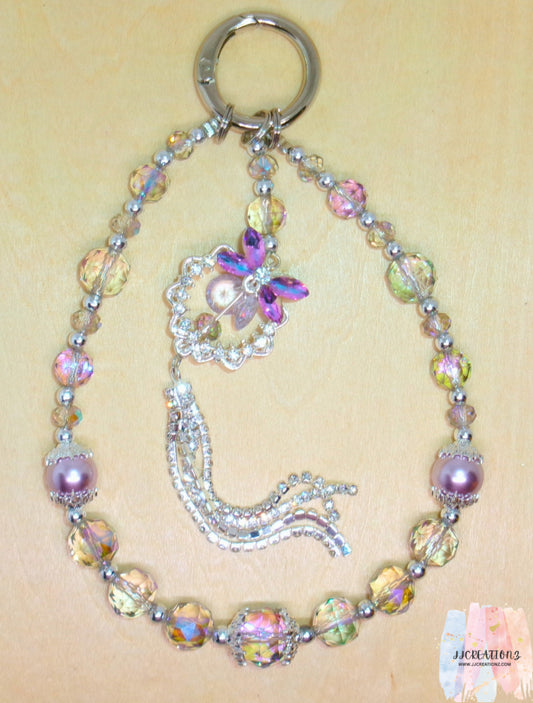 Iridescent Crystal Mermaid Tail Charm – Luxury Beaded Phone/Bag Accessory