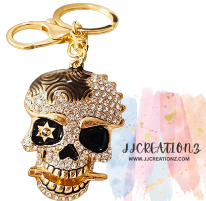 💀 Bling Skull Keychain with Rhinestones