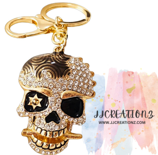 💀 Bling Skull Keychain with Rhinestones
