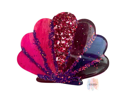 Handmade Mini Shell Art – Pink & Purple Glitter