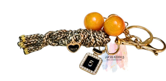 🍒 Cherry & Love Charm Keychain with Braided Tassel