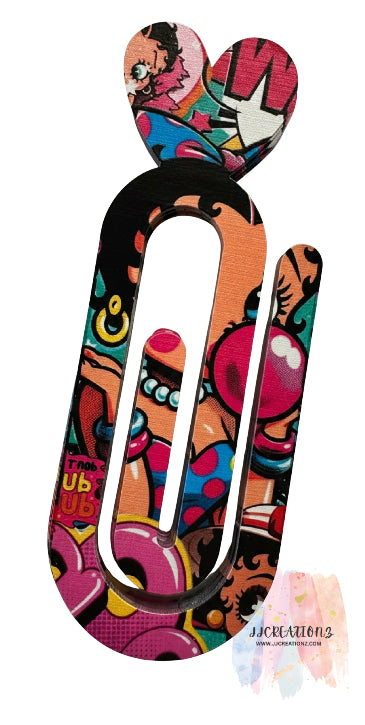 Pop Art Betty Boop-Inspired Oversized Paperclip Bookmark! 💋🖤
