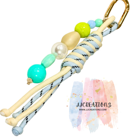 🌿 Minimalist Rope & Bead Keychain – Modern Boho Bag Charm