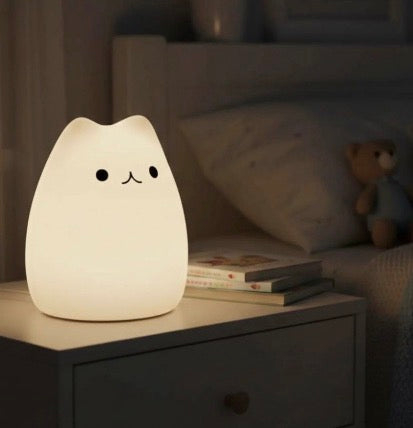 Soft mushy cat changing night light