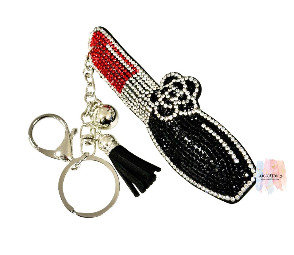 💄✨ Large Sparkling Lipstick Charm Keychain