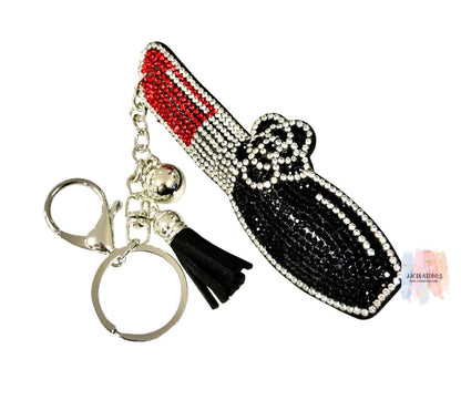 💄✨ Large Sparkling Lipstick Charm Keychain