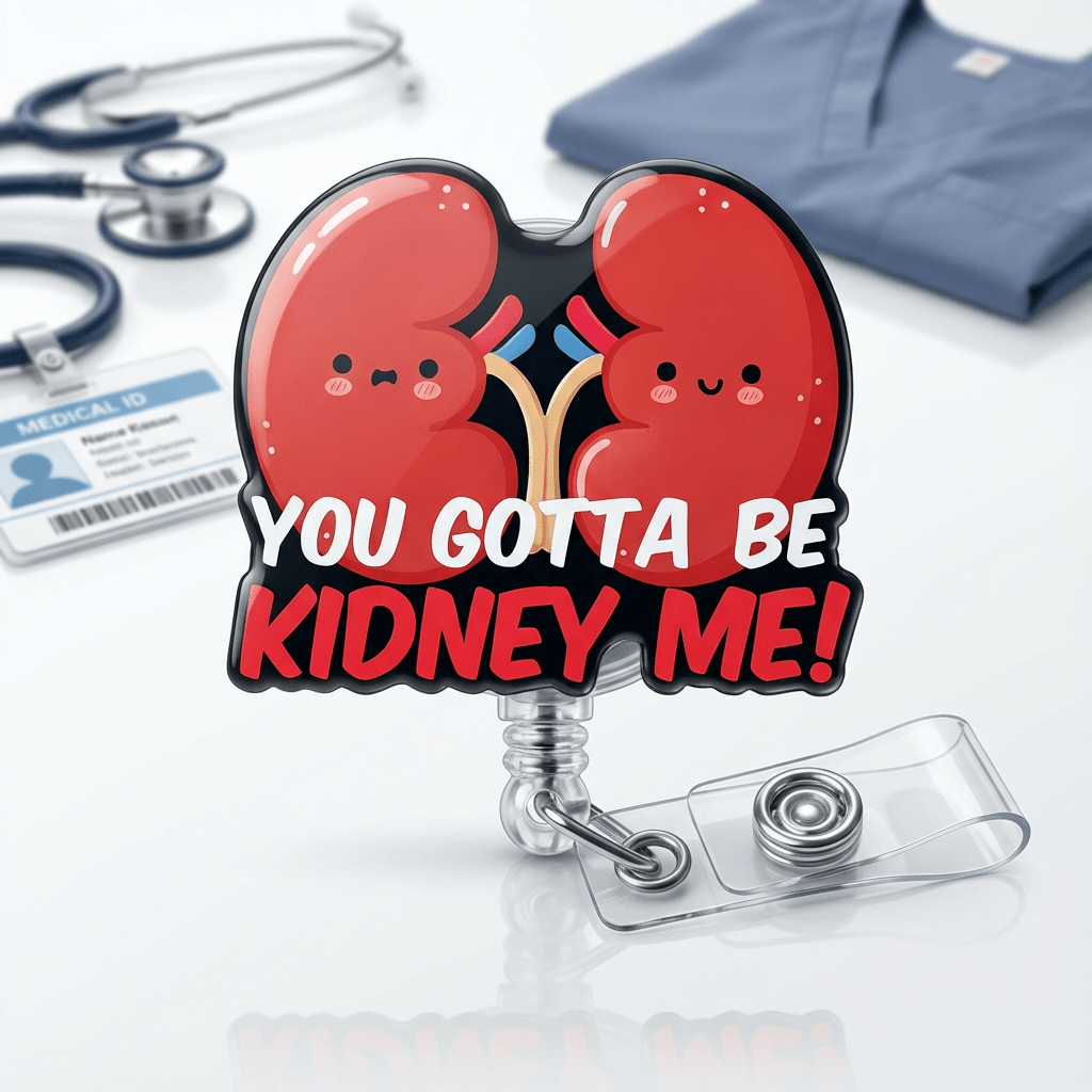 🩺 “You Gotta Be Kidney Me” Badge Reel – Funny Medical ID Holder