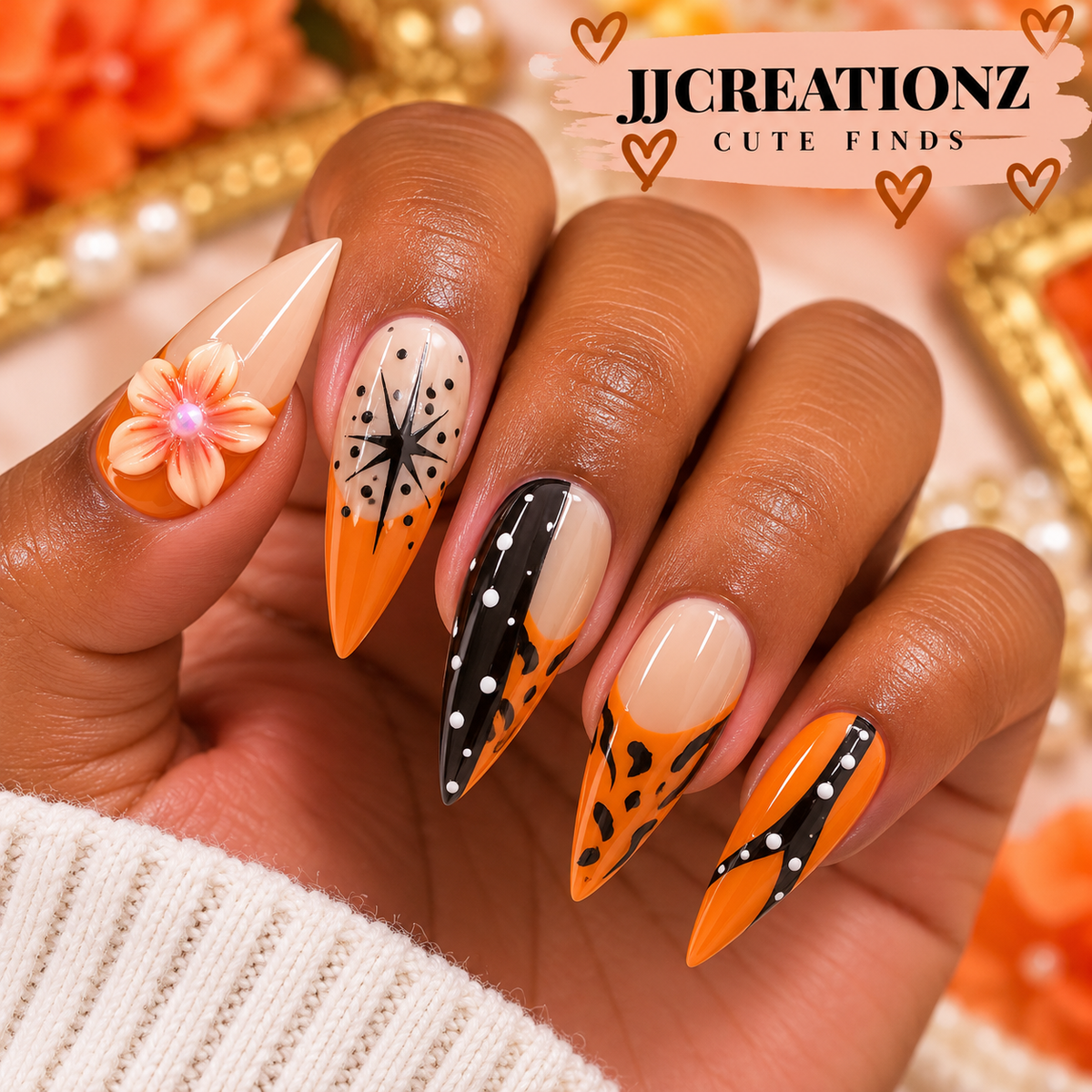 Sunset Safari Glam Stiletto Press-On Nails – Medium