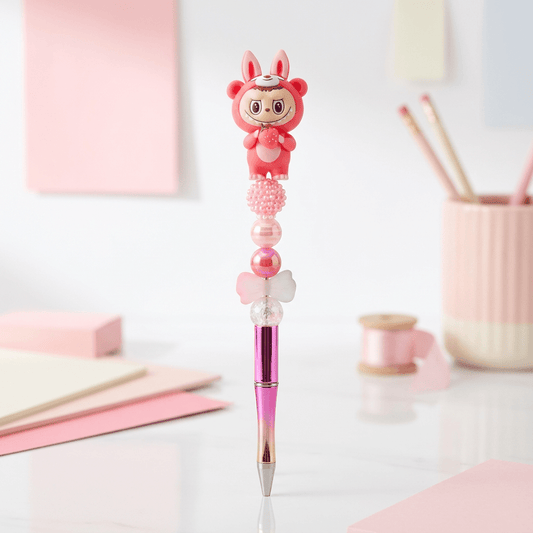 ✨ Pink Bunny Character Beaded Pen – Cute Kawaii Writing Accessory ✨