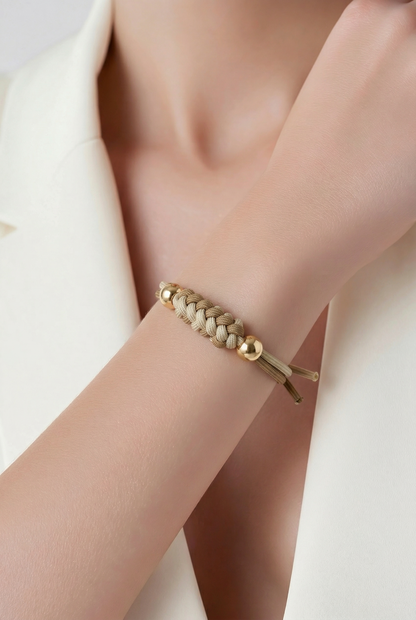 Beige Adjustable Cord Bracelet – Minimalist Braided Bracelet