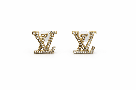 Gold tone monogram earrings