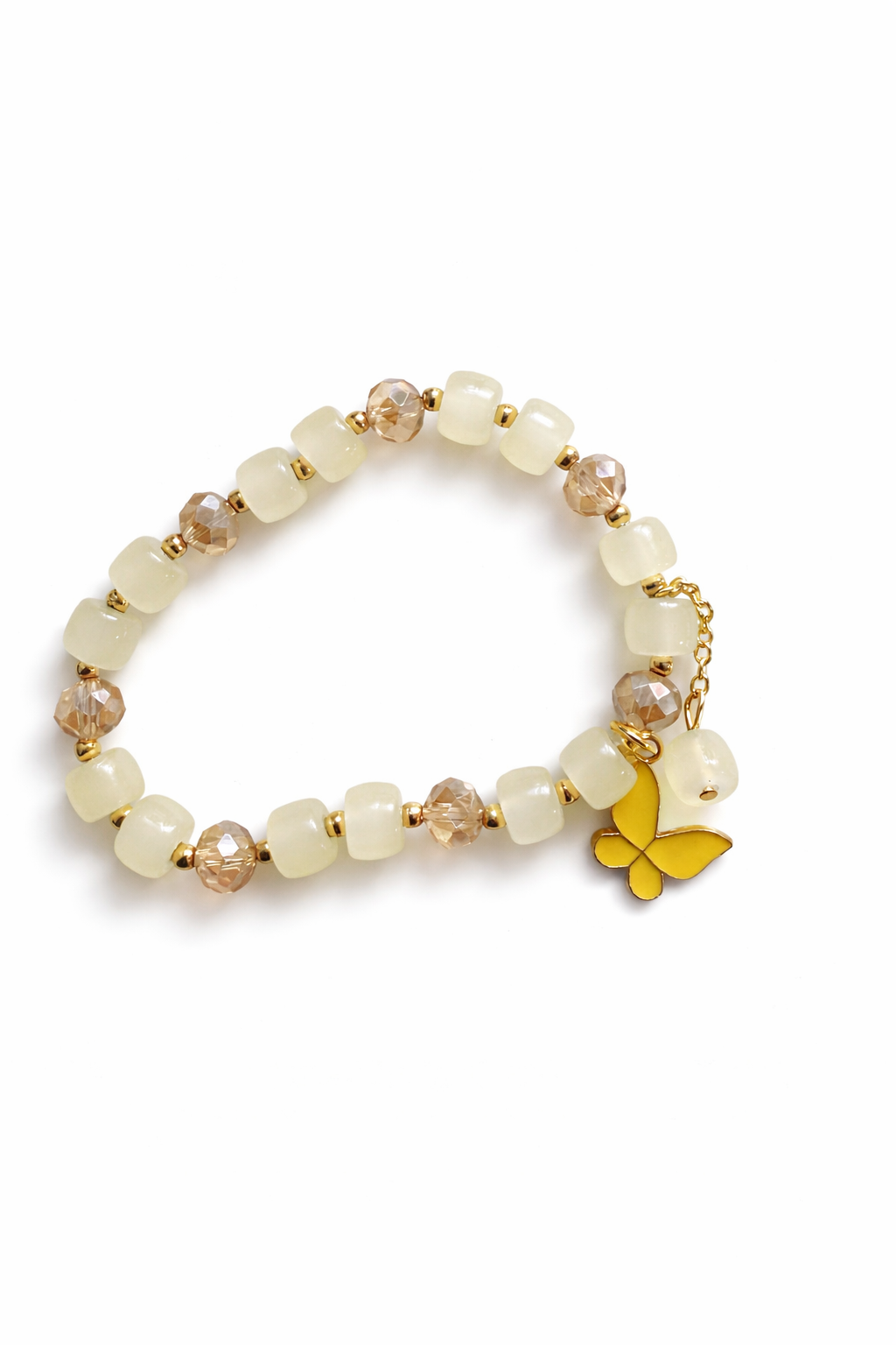 Yellow Butterfly Charm Beaded Bracelet 💗🦋