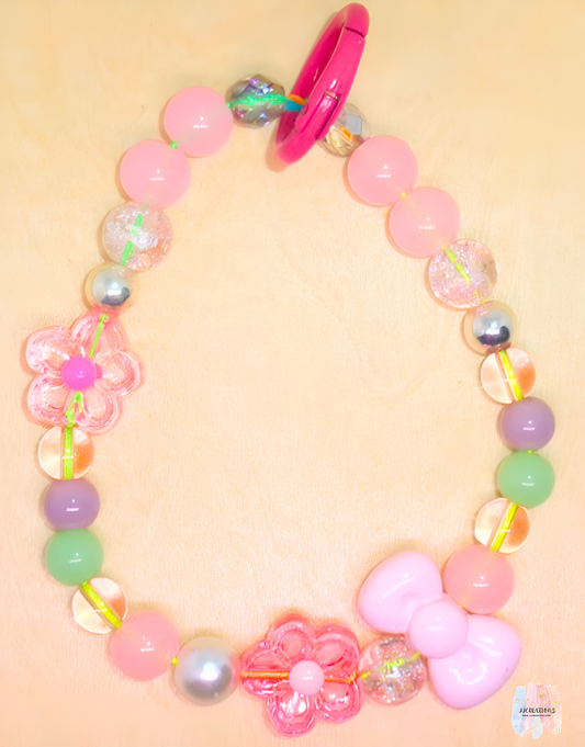 🌸 Pastel Bow & Flower Beaded Phone Charm