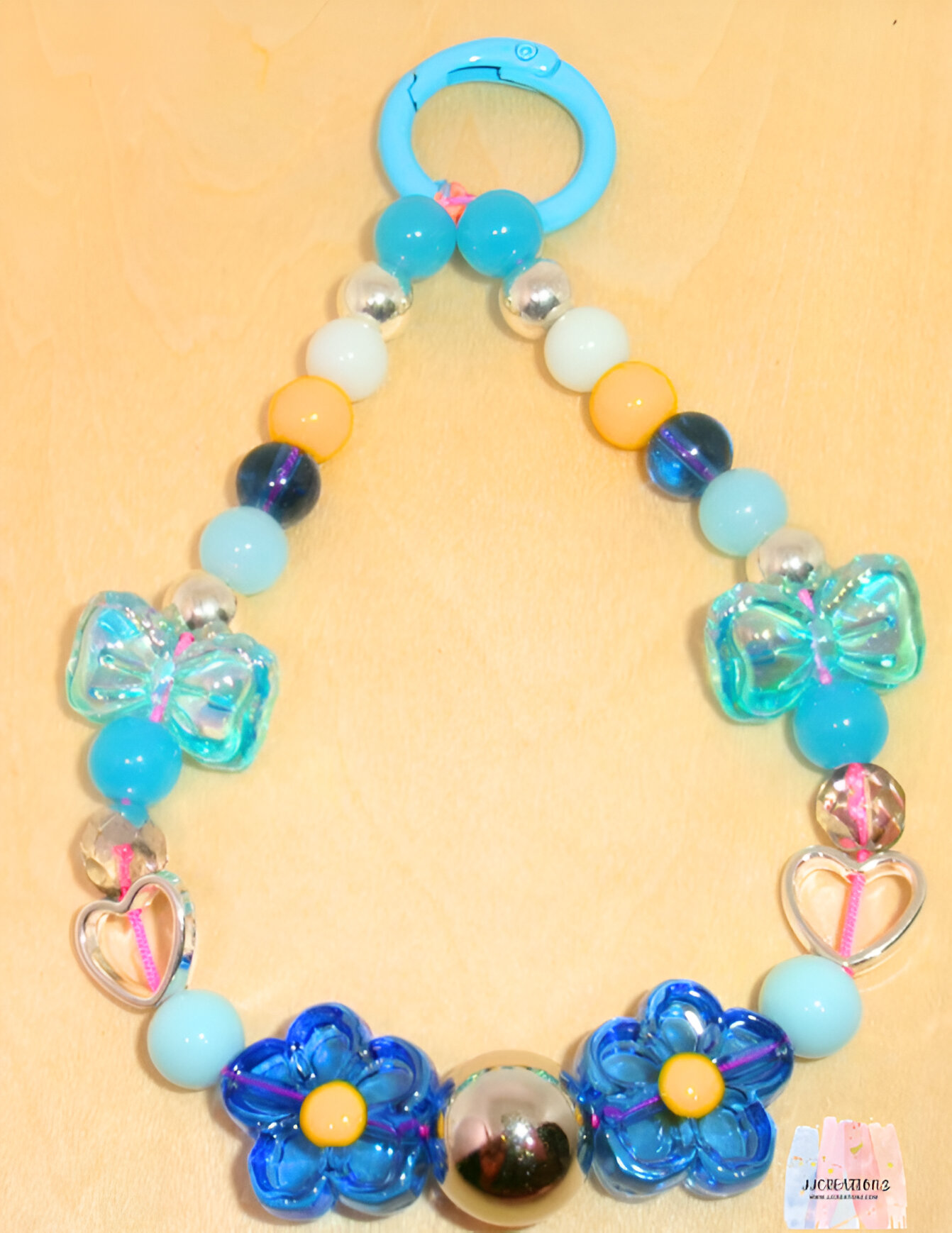 💙 Blue Butterfly + Daisy Beaded Phone Charm