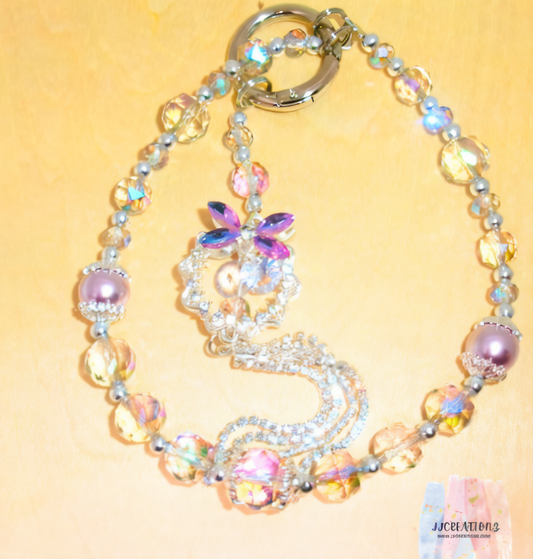 Iridescent Crystal Mermaid Tail Charm – Luxury Beaded Phone/Bag Accessory