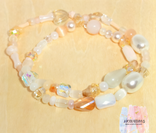 Handmade Neutral Beaded Bracelet – Moonlit Glow Collection