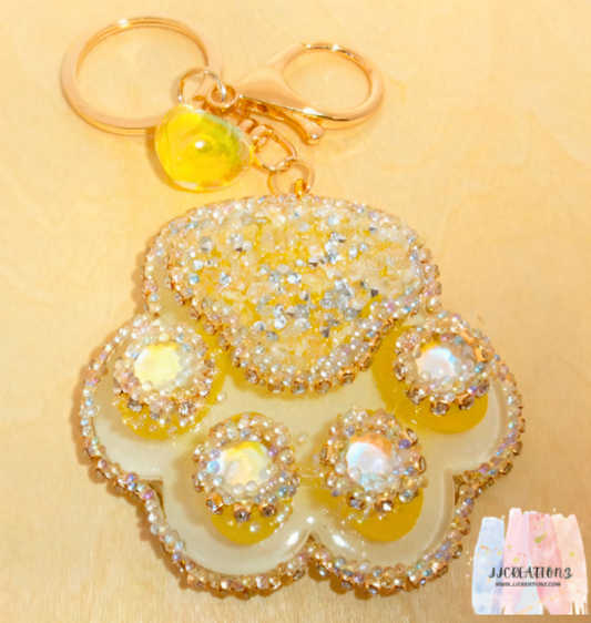 ✨ Sparkling Yellow Crystal Paw Keychain ✨